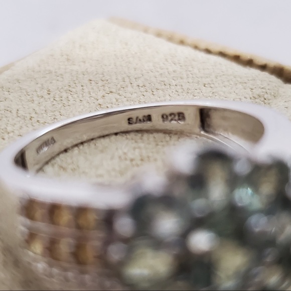 Prasiolite & Yellow Topaz 925 Sterling Silver Ring Size 8 - Picture 16 of 16